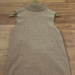 Zara Sleeveless Turtleneck Knit Vest in Taupe Beige